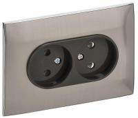 Розетка 2-м SKANDY 10А без заземл. без защ. шторок в сборе SK-R10N никель IEK SK-R20-10-K50-F