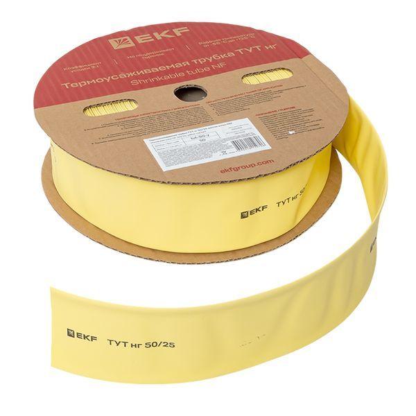 Трубка термоусадочная ТУТ нг 50/25 желт. (уп.50м) EKF tut-50-y