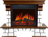 Royal Flame Каминокомплект Porto (Разборный) - Орех/Белый камень с очагом Jupiter FX New