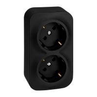 Розетка 2-м ОП Quteo 16А IP20 250В 2х2P+E с заземл. защ. шторки черн. матов. IEK 782475