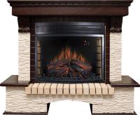 Royal Flame Каминокомплект Pierre Luxe угловой - Темный дуб / Сланец бежевый с очагом Dioramic 28 LED FX