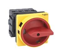 Выключатель-разъединитель 4п 25А IP20 с красн. рукоят. на дверцу 4 винтами с замком SE MSD25410R