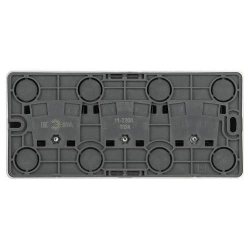 Розетка 3-м ОП Эксперт 11-2208-03 16А IP20 250В 3х2P+E Schuko с заземл. алюм. Эра Б0063010