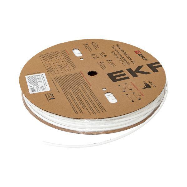 Трубка термоусадочная ТУТ нг 6/3 бел. (уп.100м) EKF tut-6-w
