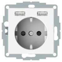 Розетка 1-м СП Merten SM 16А IP20 Schuko с 2-мя заряд. устройствами USB 2.4А механизм бел. SchE MTN2366-0319