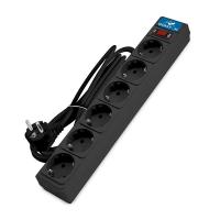 Удлинитель с сетевым фильтром 6х3м с заземл 10А IP20 2.2кВт ПВС 3х1 с выкл. черн. DOMTOK 2522