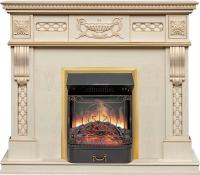 Royal Flame Каминокомплект Corsica - Слоновая кость с патиной (Ширина 1100) с очагом Majestic FX Brass