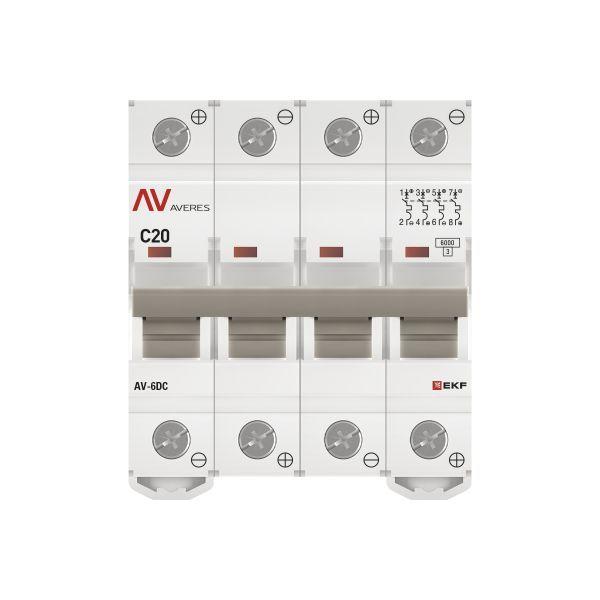 Выключатель автоматический модульный 4п C 20А 6кА AV-6 AVERES EKF mcb6-DC-4-20C-av