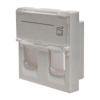 Панель лицевая 2 порта 45х45 Keystone шторки откидное маркировочное окно SUPRLAN 10-0302