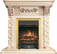 Royal Flame Каминокомплект Luxemburg (каменный) - Сланец/Cлоновая кость с патиной с очагом Fobos FX Brass