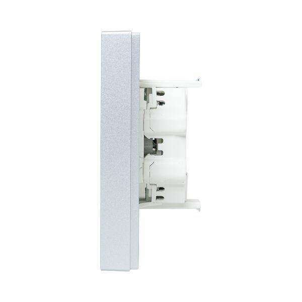 Розетка 2-м СП Эпика 16А без заземл. защ. шторки с рамкой механизм алюм. EKF UP1-SOA-201