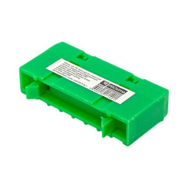 Шина нулевая PE 6х9 8 отверстий зел. изолированный корпус на DIN-рейку латунь розн. стикер PROxima EKF sn0-63-8-ig-r