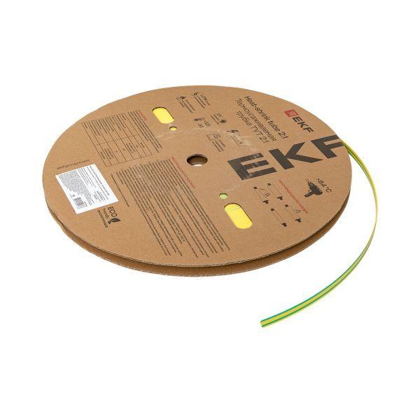 Трубка термоусадочная ТУТ нг 8/4 желт./зел. (уп.100м) EKF tut-8-yg