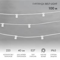 Гирлянда Belt-Light 2 жилы, 100м, шаг 40см, 225 патронов E27, IP65, белый провод NEON-NIGHT