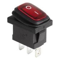 Выключатель клавишный 250В 6А (3с) ON-OFF красный с подсветкой и влагозащитой Mini REXANT