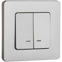 Выключатель 2-кл. Inspiria 10А IP20 250В 10AX с подсветкой/индикацией механизм алюм. IEK 673632