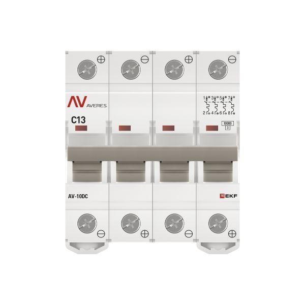 Выключатель автоматический 4п C 13А 10кА AV-10 DC AVERES EKF mcb10-DC-4-13C-av