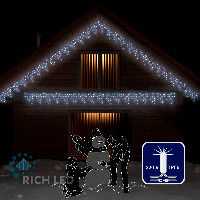 Светодиодная бахрома Rich LED, 3*0.5 м, влагозащитный колпачок IP65, мерцающая, белая, прозрачный провод,