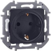 Розетка 1-м СП Inspiria 16А IP20 250В 2P+E защ. шторки немецк. стандарт механизм антрацит IEK 673733