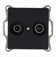 Розетка телевизионная оконечная TV + FM 2-м Ф9.5мм механизм черн. матовый soft touch Jasmart G6204PB