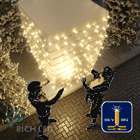 Светодиодная гирлянда Rich LED 10 м, 100 LED, 220 В, соединяемая, влагозащитный колпачок, теплая белая, мерцающая, золотой провод,