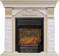 Royal Flame Каминокомплект Dublin - Слоновая кость с патиной / Сланец крем с очагом Majestic FX M Black RC