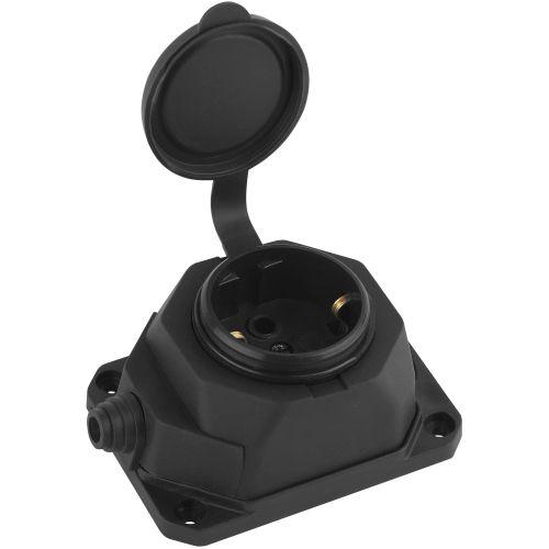 Колодка удлинителя 1-м с заземл. 16А IP44 K-1e-B-IP44 каучук черн. Эра Б0044543