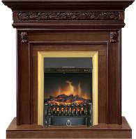 Royal Flame Каминокомплект Valletta - Темный дуб с очагом Fobos FX Brass