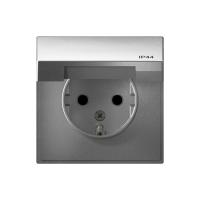 Розетка ArtGallery 16А IP44 с заземл. защ. шторки с крышкой механизм алюм. SE GAL440346