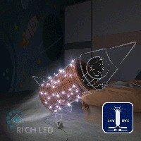 Светодиодная гирлянда Rich LED 10 м, 100 LED, 24В, соединяемая, влагозащитный колпачок, белая, мерцающая, прозрачный провод,