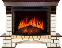Royal Flame Каминокомплект Pierre Luxe - Темный дуб / Белый (Высота 1095мм) с очагом Dioramic 33 LED FX