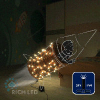 Светодиодная гирлянда Rich LED 10 м, 100 LED, 24В, соединяемая, влагозащитный колпачок, теплая белая, мерцающая, черный провод,