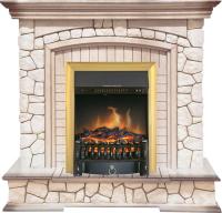 Royal Flame Каминокомплект Preston - Белый/Слоновая кость с патиной с очагом Fobos FX Brass