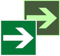 Знак эвакуационный E 02-01 "Направляющая стрелка" 200х200мм пластик с покрытием фотолюминесцентным EKF pn-e-02-01-f