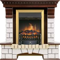 Royal Flame Каминокомплект Pierre Luxe - Темный дуб / Белый с очагом Fobos FX Brass