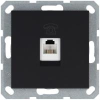 Розетка телефонная 1-м RJ11 механизм черн. матов. soft touch JasmartG6101PB