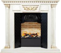 Dimplex Каминокомплект Olympia - Белый дуб, патина с золотом / Кирпич с очагом Cassette 400 LNH-INT (с дровами)