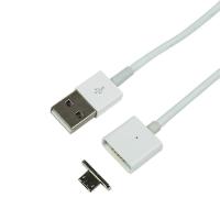 Кабель USB-A-micro USB 1А 1м бел. со съемным магнитным штекером Rexant 18-0011-9