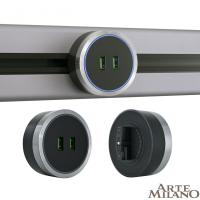 Трековая система розеток Arte Milano 380066TS LED/USBx2 Grey