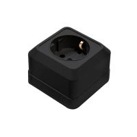 Розетка 1-м BOLLETO с заземл. накладная 7028B черн. IN HOME 4690612061047