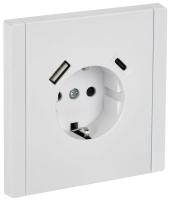 Розетка FORTE&PIANO FP247 16А USB A+C 18Вт с заземл. защ. шторки винт. крепл. бел. IEK FP-R14-16-U22-018-K01