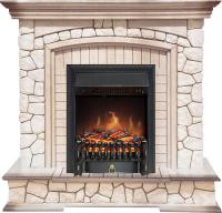 Royal Flame Каминокомплект Preston - Белый/Слоновая кость с патиной с очагом Fobos FX Black