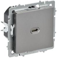 Розетка СП BRITE USB C 65Вт высокоскор. заряд. РЮ12-1-БрС сталь IEK BR-U13-065-K46