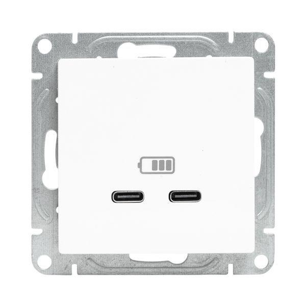 Розетка 2-м СП Эпика USB-C механизм бел. EKF UP1-SOW-2USBC