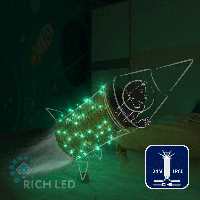 Светодиодная гирлянда Rich LED 10 м, 100 LED, 24В, соединяемая, влагозащитный колпачок, зеленая, мерцающая, прозрачный провод,