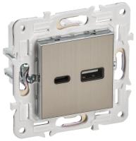 Розетка USB A+C 18Вт SKANDY SK-R13N никель IEK SK-U22-018-K50