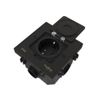 Лючок MultiDesk MDK21 с розеткой 2P+E 16А 250В IP44 с монтажной коробкой для бетонных полов черн. матов. SE MDK21202MBC