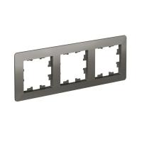 Рамка 3-м AtlasDesign Air сталь/дым. черн. SE ATN220903