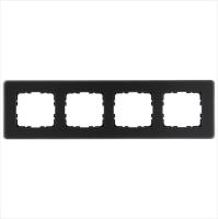 Рамка 4-м G-Glass закругленная стекло матов. черн. Jasmart G1004GB-RM