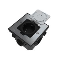 Лючок MultiDesk MDK21 с розеткой 2P+E 16А 250В IP44 с монтажной коробкой для бетонных полов серебр. SE MDK21202SC